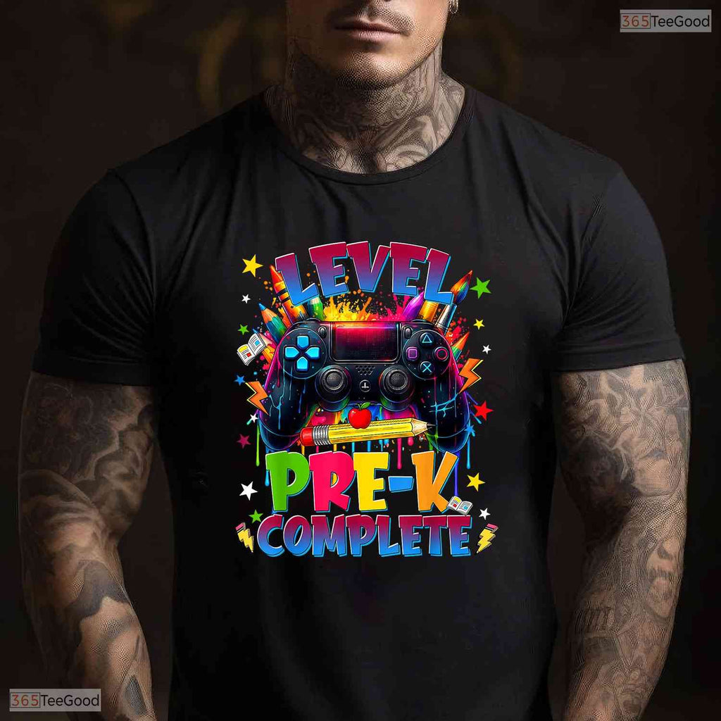 Level Pre K Grade Complete Funny Gaming Graduation Last Day Of School Boys T-Shirt