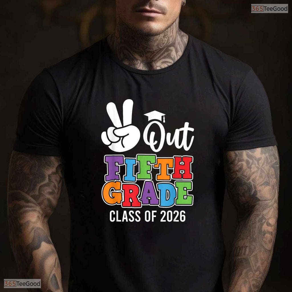 Peace Out 5th Grade 2026 Fifth Grade Grad Elementary School Moving Up Youth Shirt