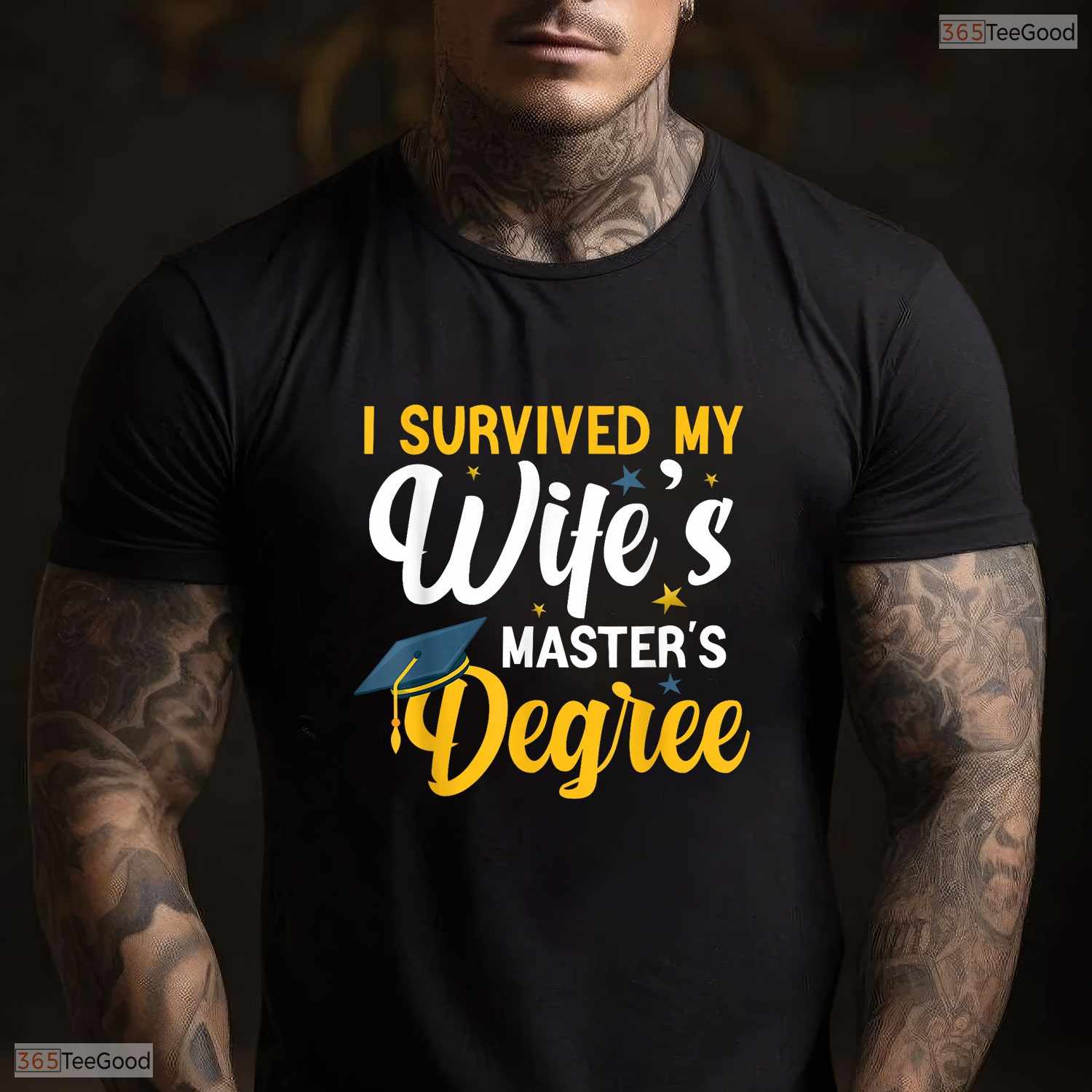 I Survived My Wifes Masters Degree Funny Husband College Graduation Party Shirt
