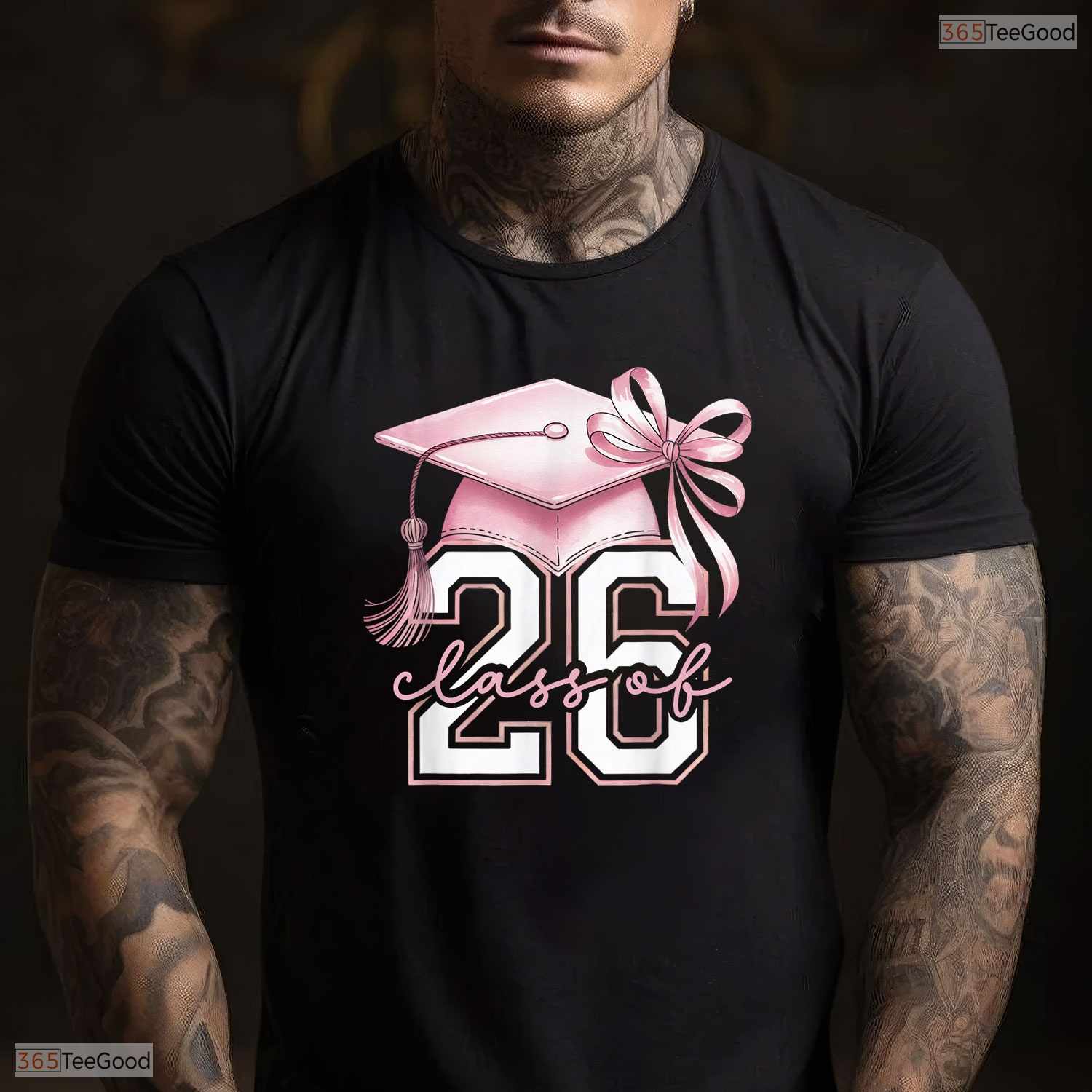 Trendy Pink Coquette Bow Senior Class Of 2026 Graduation Girls Aesthetic T-Shirt