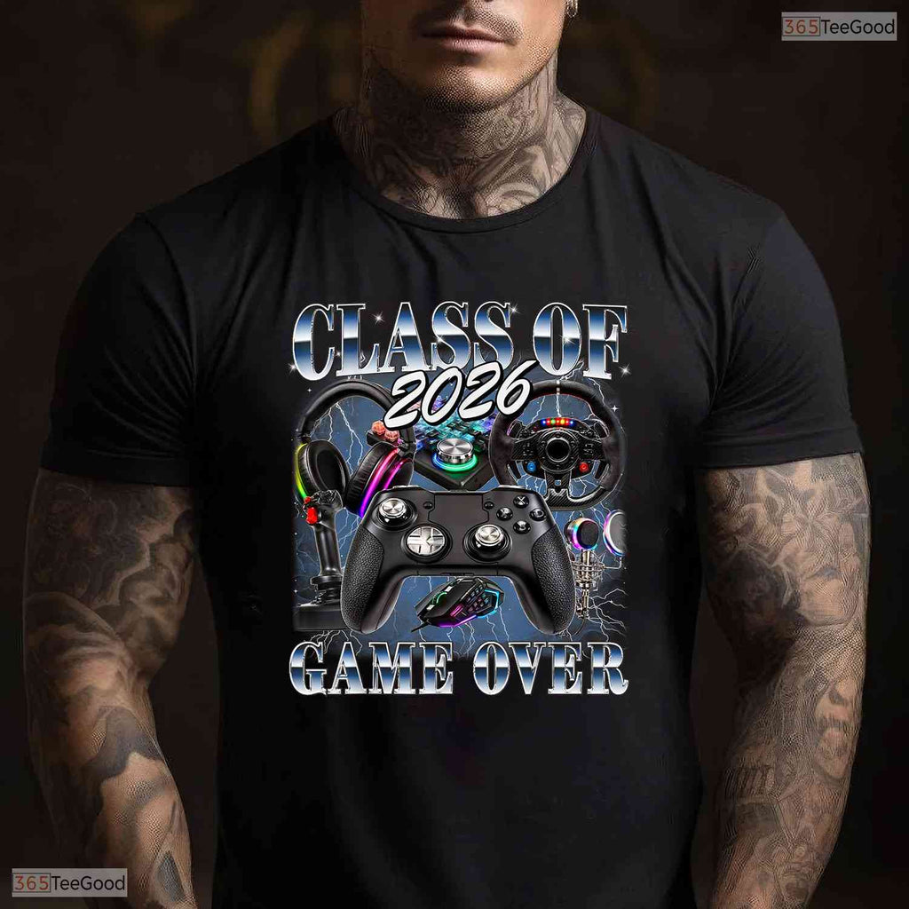 Retro Class Of 2026 Game Over Graduate 90s Style Senior Graduation Party T-Shirt