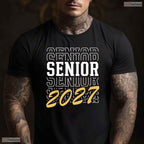 Senior Class Of 2027 Striped Graduate Student High School Celebration Apparel T-Shirt