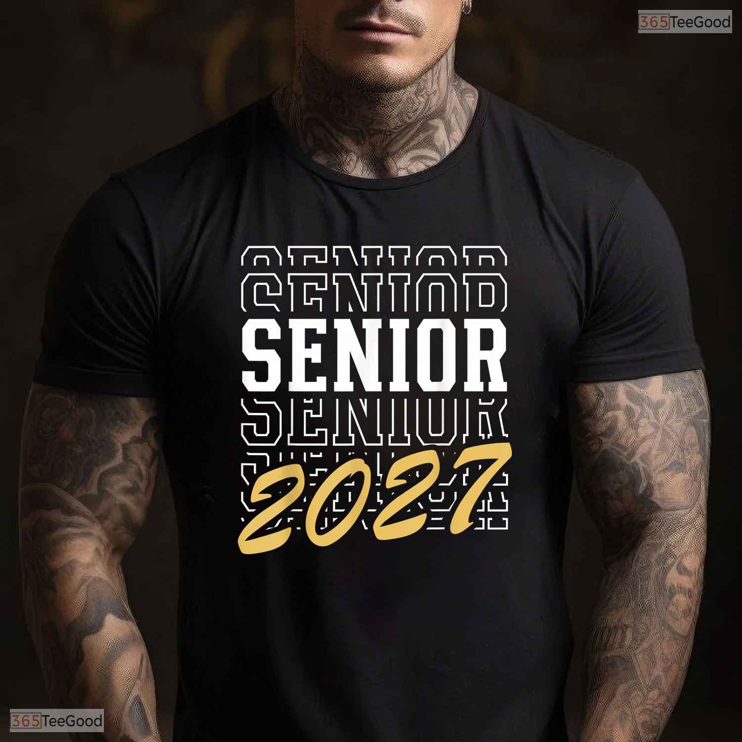 Senior Class Of 2027 Striped Graduate Student High School Celebration Apparel T-Shirt