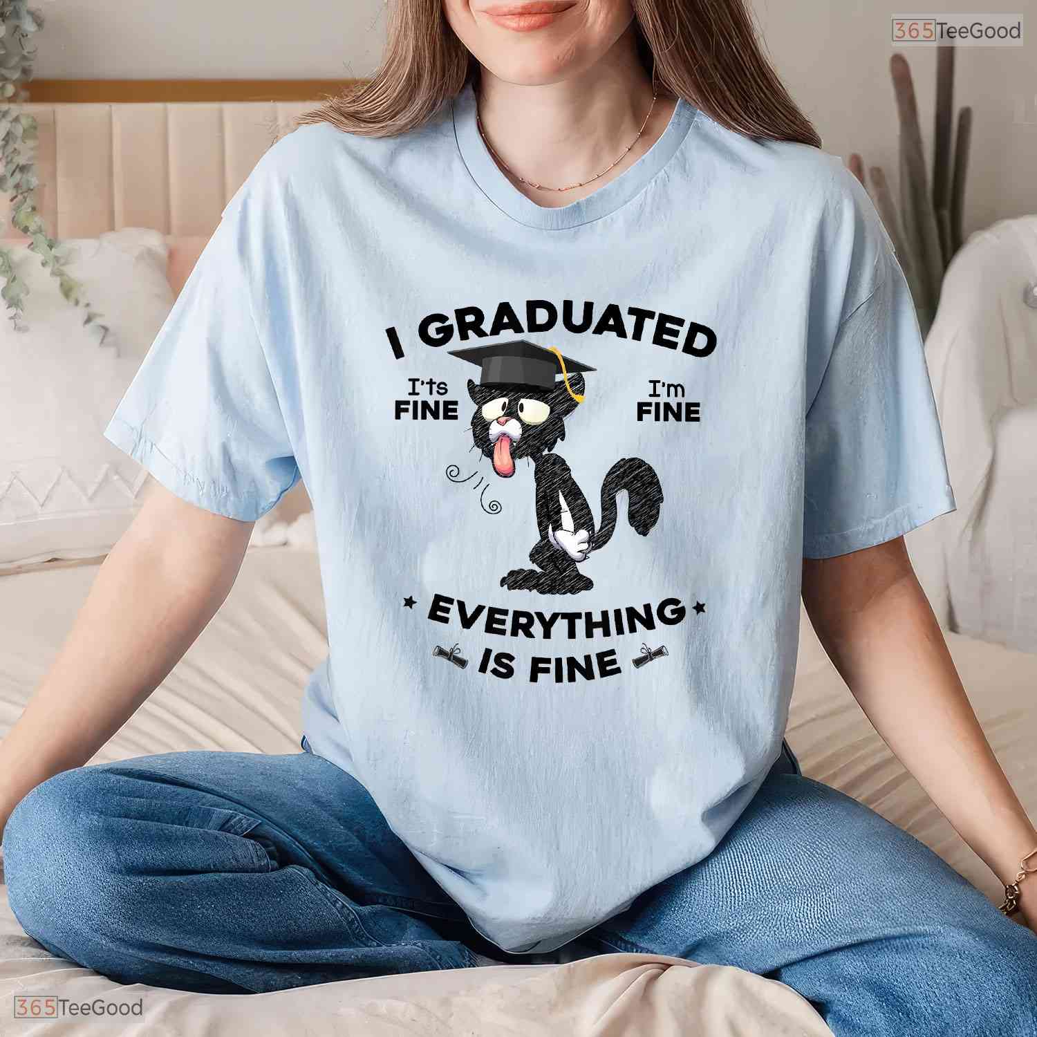 I Graduated Funny Black Cat High School College University Graduate Gag Gift T-Shirt