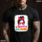 Peace Out 5th Grade Messy Bun Girl Elementary School Moving Up Graduation T-Shirt