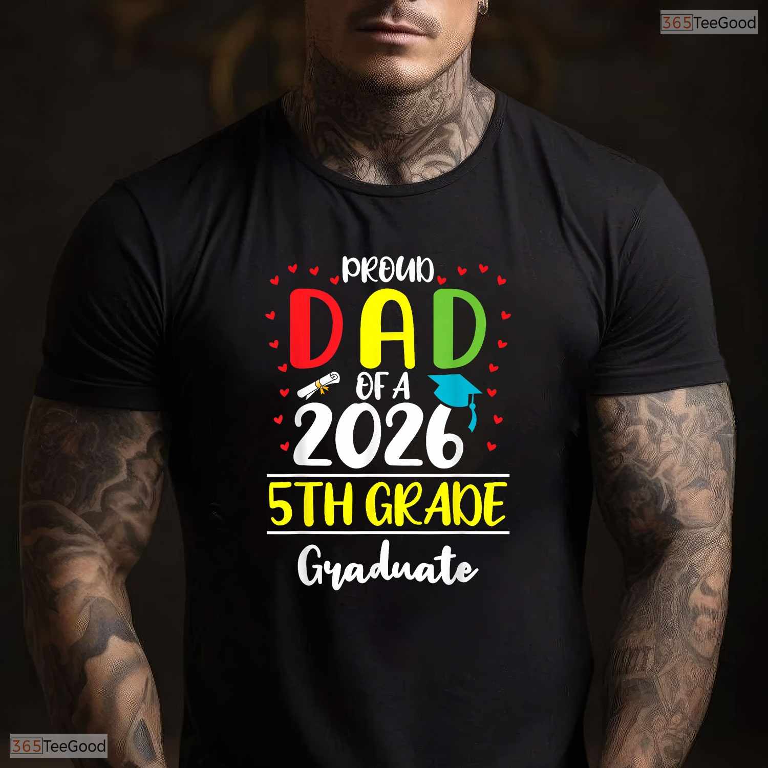 Funny Proud Dad Of A Class Of 2026 5th Grade Graduate Youth Ceremony T-Shirt