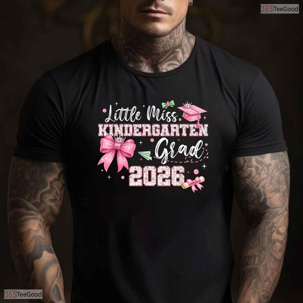 Adorable Little Miss Kindergarten Grad 2026 Girls Kids Graduation Ceremony T-Shirt