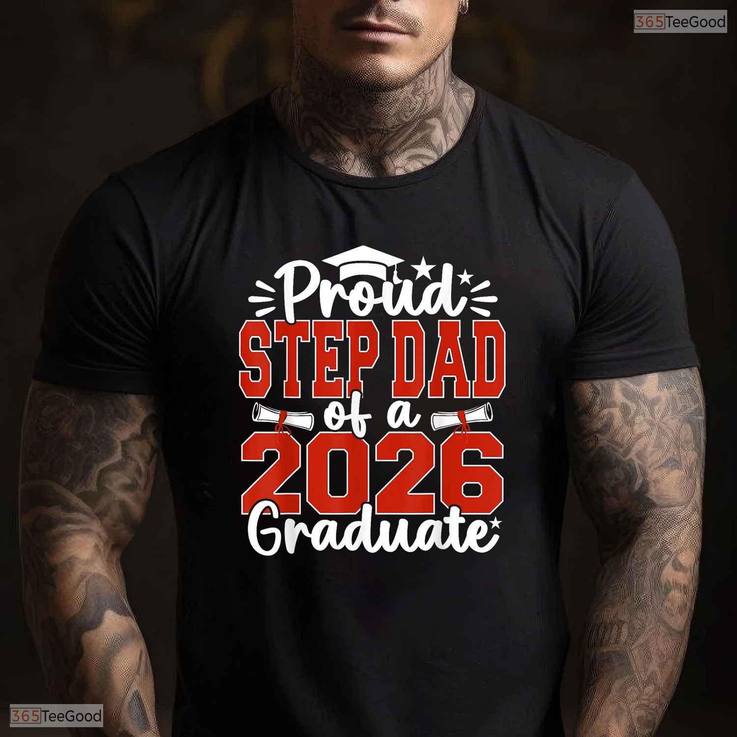 Proud Step Dad Of A Class Of 2026 Graduate High School Senior Commemorative Shirt