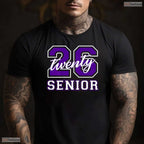 Senior Class Of 2026 Graduation Purple Letters On Back High School Party Shirt