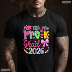 Cute Little Miss Pre-K Grad 2026 Preschool Graduation Ribbon Bow Girls Party T-Shirt