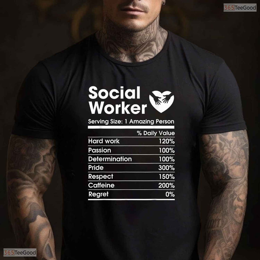 Social Worker Nutrition Facts Funny MSW Degree College Graduation T-Shirt