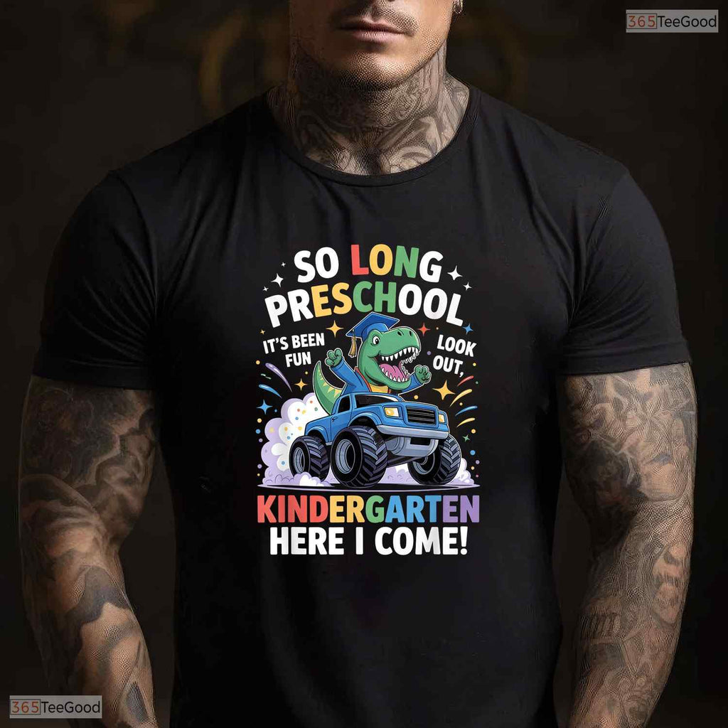 Funny So Long Preschool Graduation Class 2025 Dinosaur Kids Boys Celebration T-Shirt