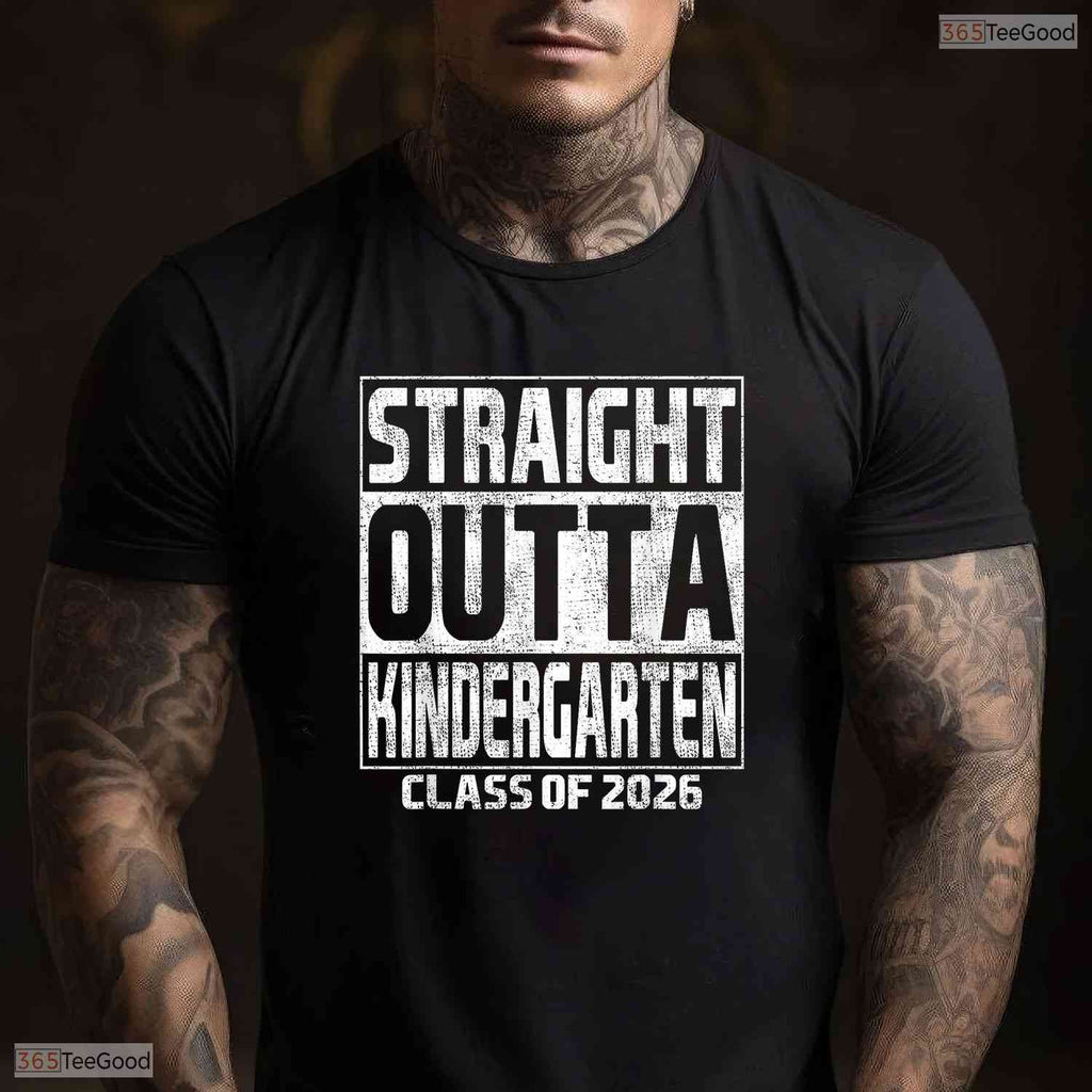 Straight Out Of Kindergarten Graduation Class Of 2026 Moving Up Youth Kids Shirt