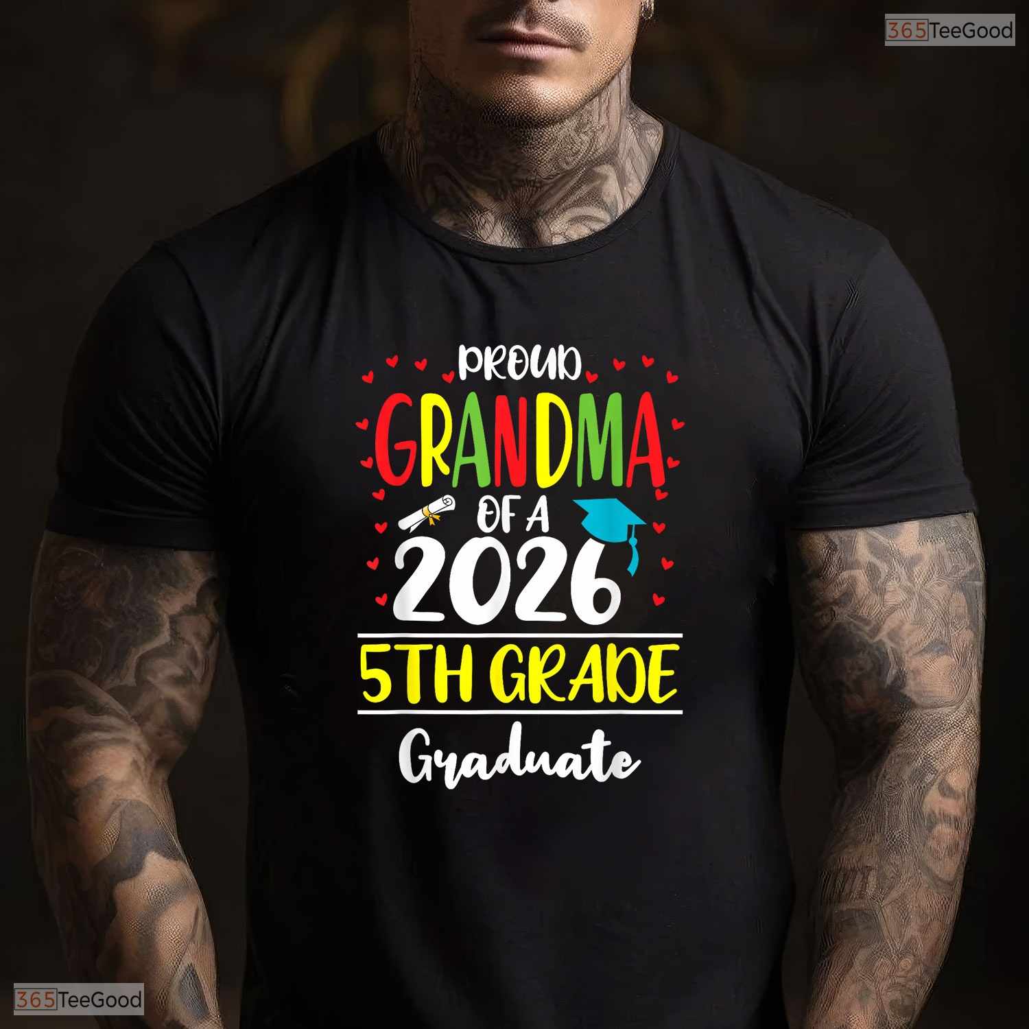 Funny Proud Grandma Of A Class Of 2026 5th Grade Graduate Elementary Ceremony Shirt