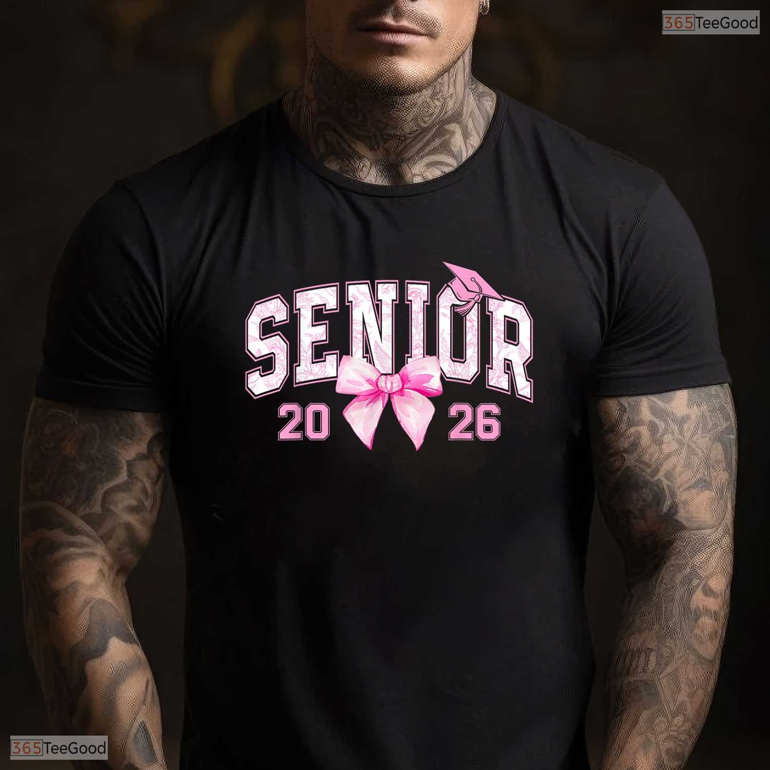 Cute Pink Bow Senior 2026 Coquette Class Of 2026 Graduation Apparel Girls Shirt