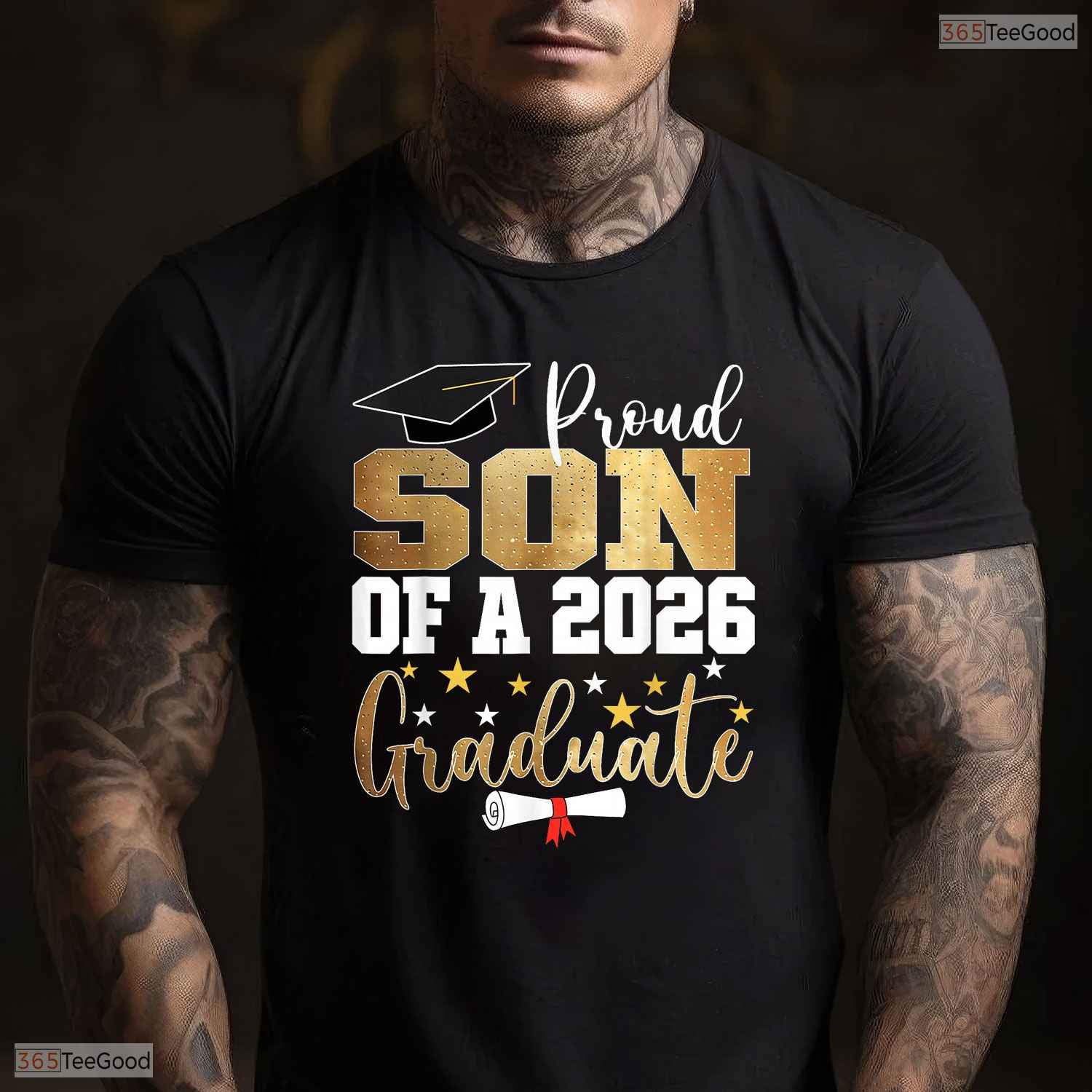 Proud Son Of A 2026 Graduate Matching Family University Commencement Ceremony T-Shirt
