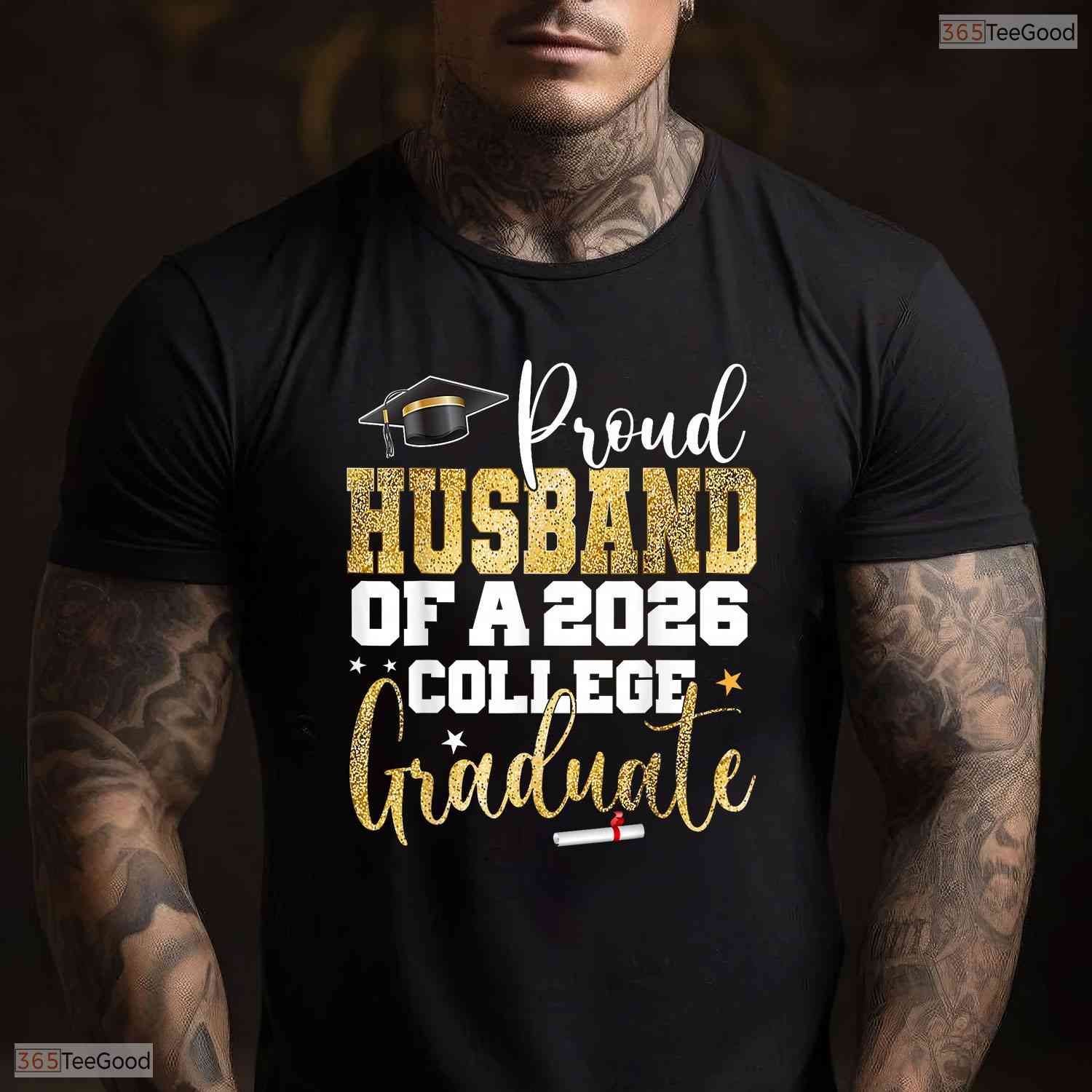Proud Husband Of A 2026 Graduate College University Commencement Family Party T-Shirt