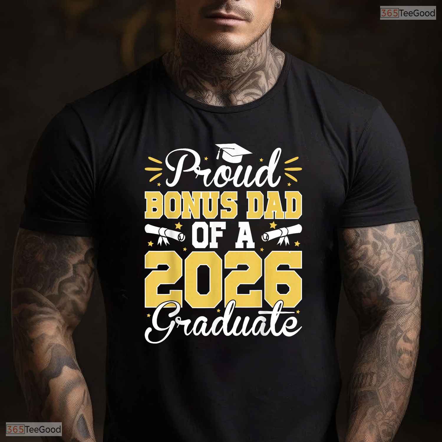 Supportive Proud Bonus Dad Of A 2026 Graduate Senior Stepdad Graduation Day T-Shirt