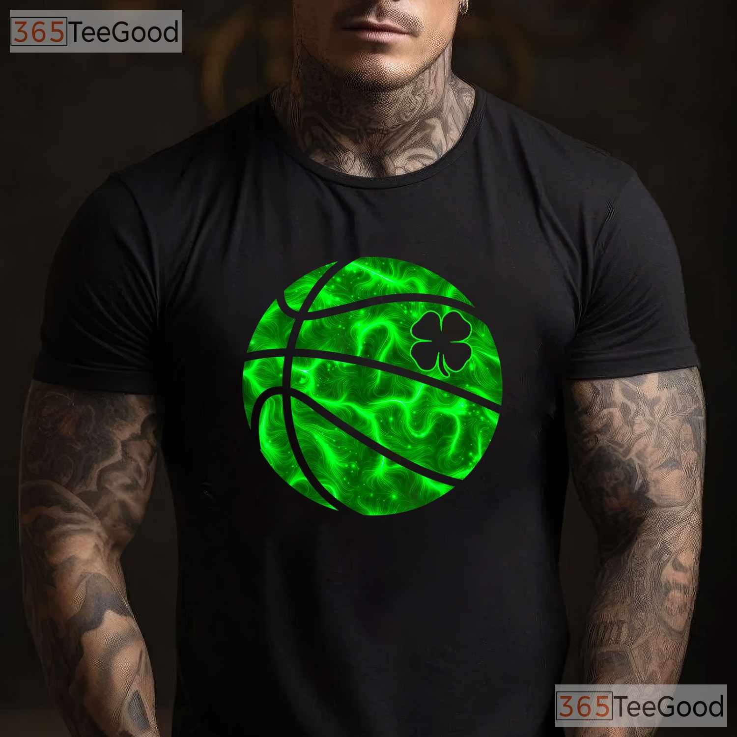 Basketball Shamrock Lucky Clover St Patricks Day T-Shirt Sport Boys Tee