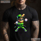 Leprechaun Playing Baseball St Patricks Day T-Shirt Sports Men Boys Tee