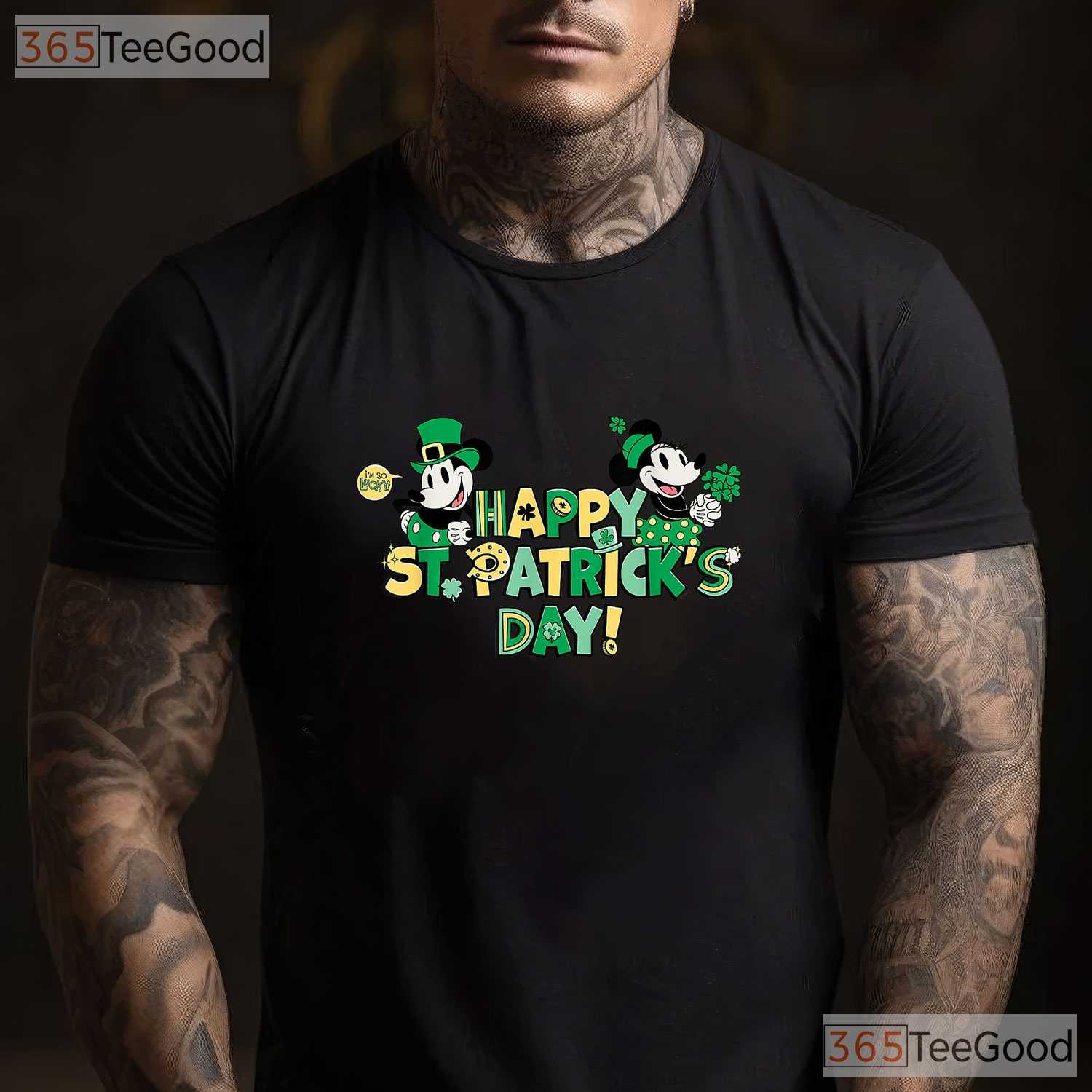 Vintage Disney Mickey - Minnie St Patricks Day T-Shirt Retro Couple Tee