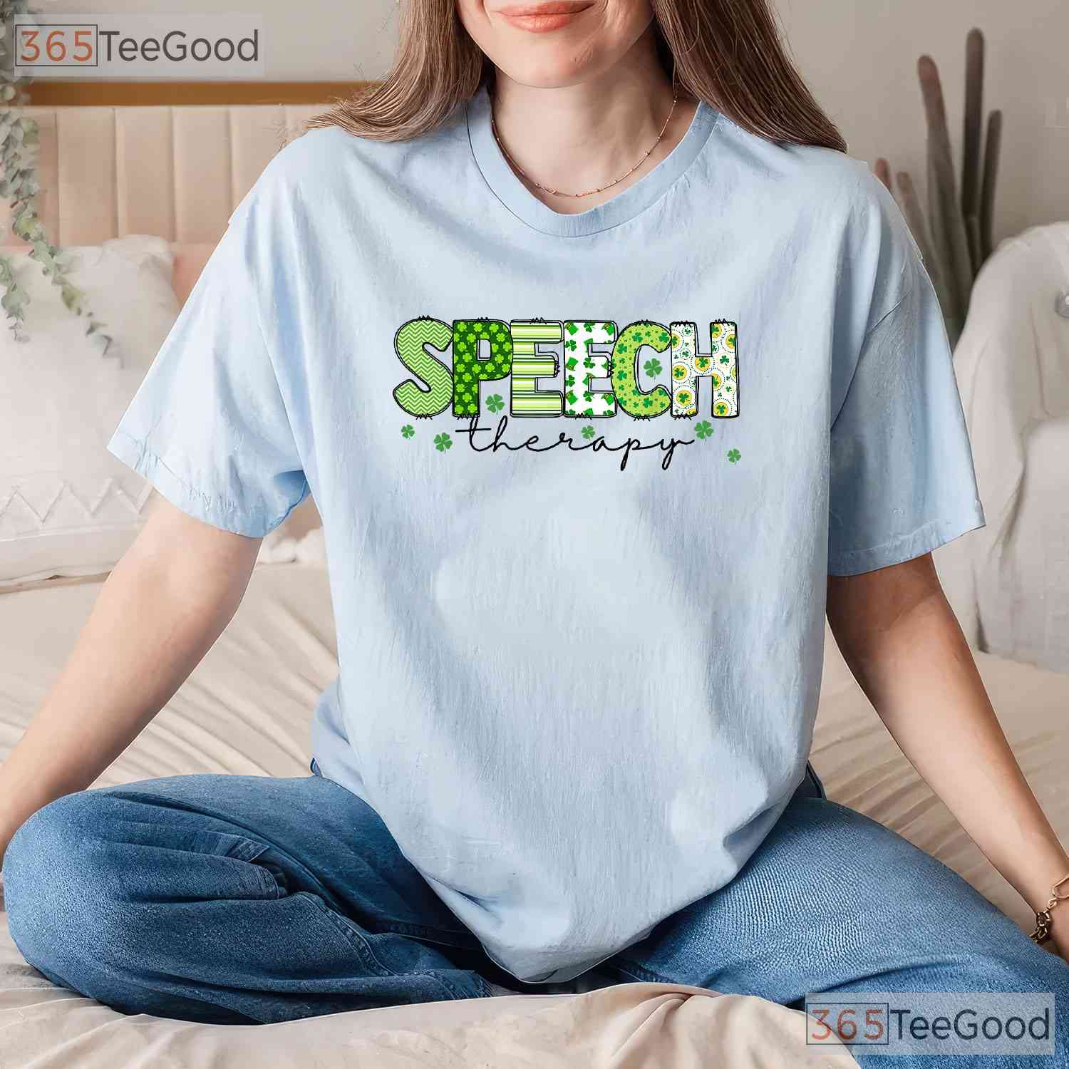 Groovy Speech Therapy SLP Shamrock St Patricks Day T-Shirt Teacher Tee