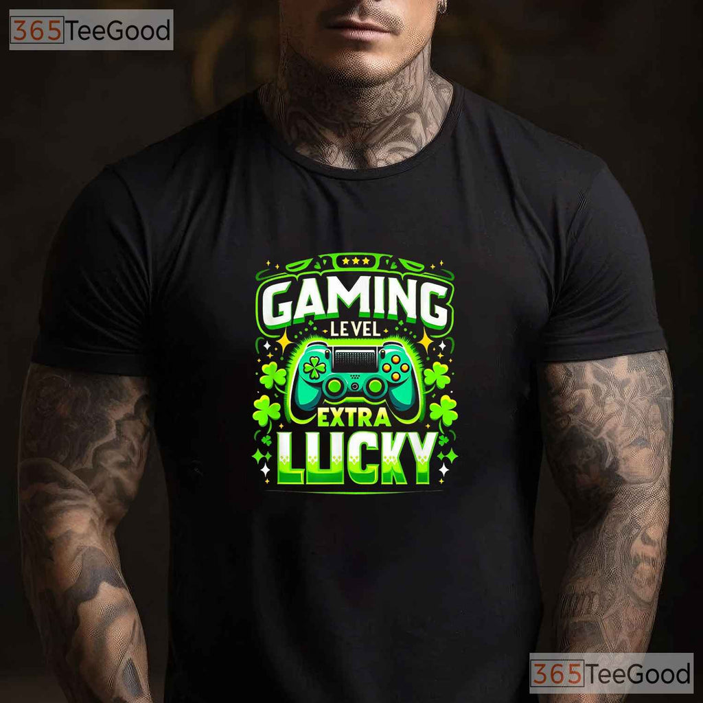 Gamer St Patricks Day T-Shirt Video Game Controller Boys Kids Funny Tee