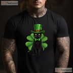 Black Cat Shamrock St Patricks Day T-Shirt Funny Kitten Pet Lover Tee