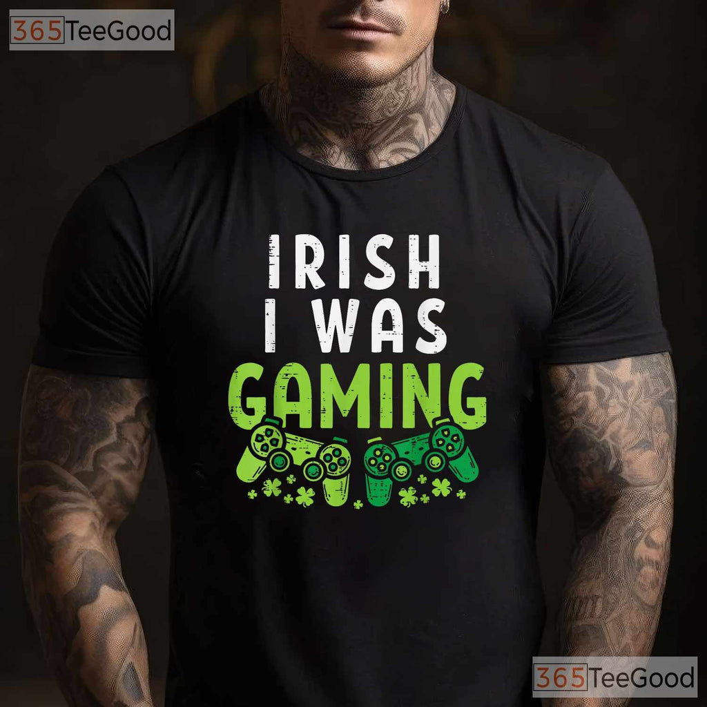 Irish I Was Gaming Funny St Patricks Day T-Shirt Video Game Controller Boys