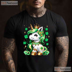 Cute Unicorn Shamrock St Patricks Day T-Shirt Magical Lepricorn Girls Kids
