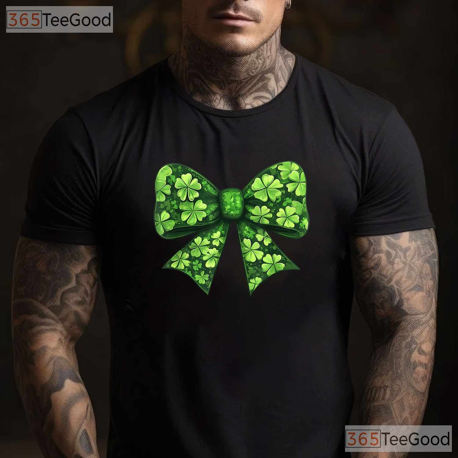 Coquette Bow Shamrock St Patricks Day T-Shirt Cute Ribbon Pink Green Girl