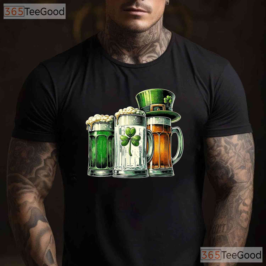 Irish Beer Ireland Flag St Patricks Day T-Shirt Vintage Distressed Pub Tee