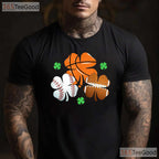 Shamrock Basketball Baseball St Patricks Day T-Shirt Sporty Irish Boys Tee