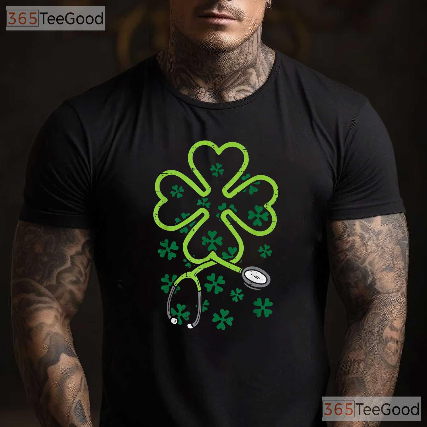 Shamrock Stethoscope Scrub Nurse St Patricks Day T-Shirt RN Medical Crew