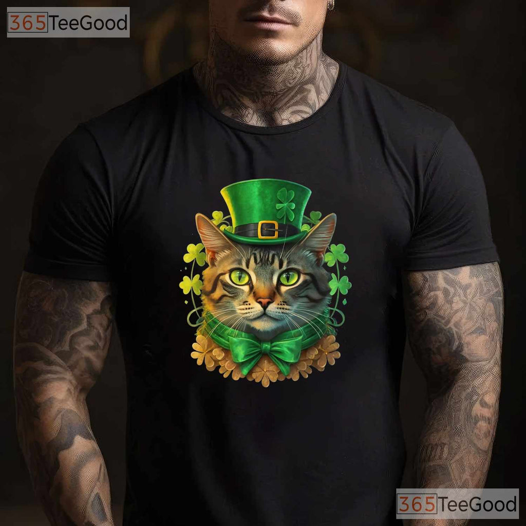 Funny Cat St Patricks Day T-Shirt Cute Kitten Irish Pet Lover Men Women