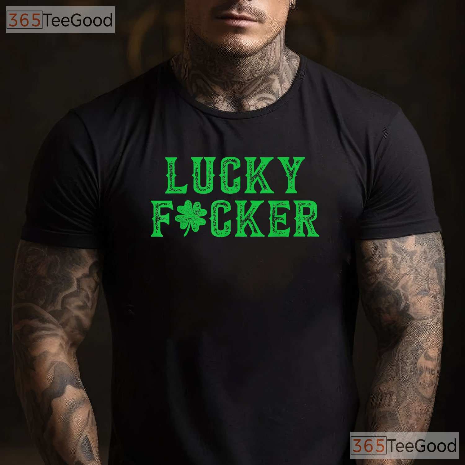 Lucky Fucker Shamrock St Patricks Day T-Shirt Adult Humor Offensive Gift