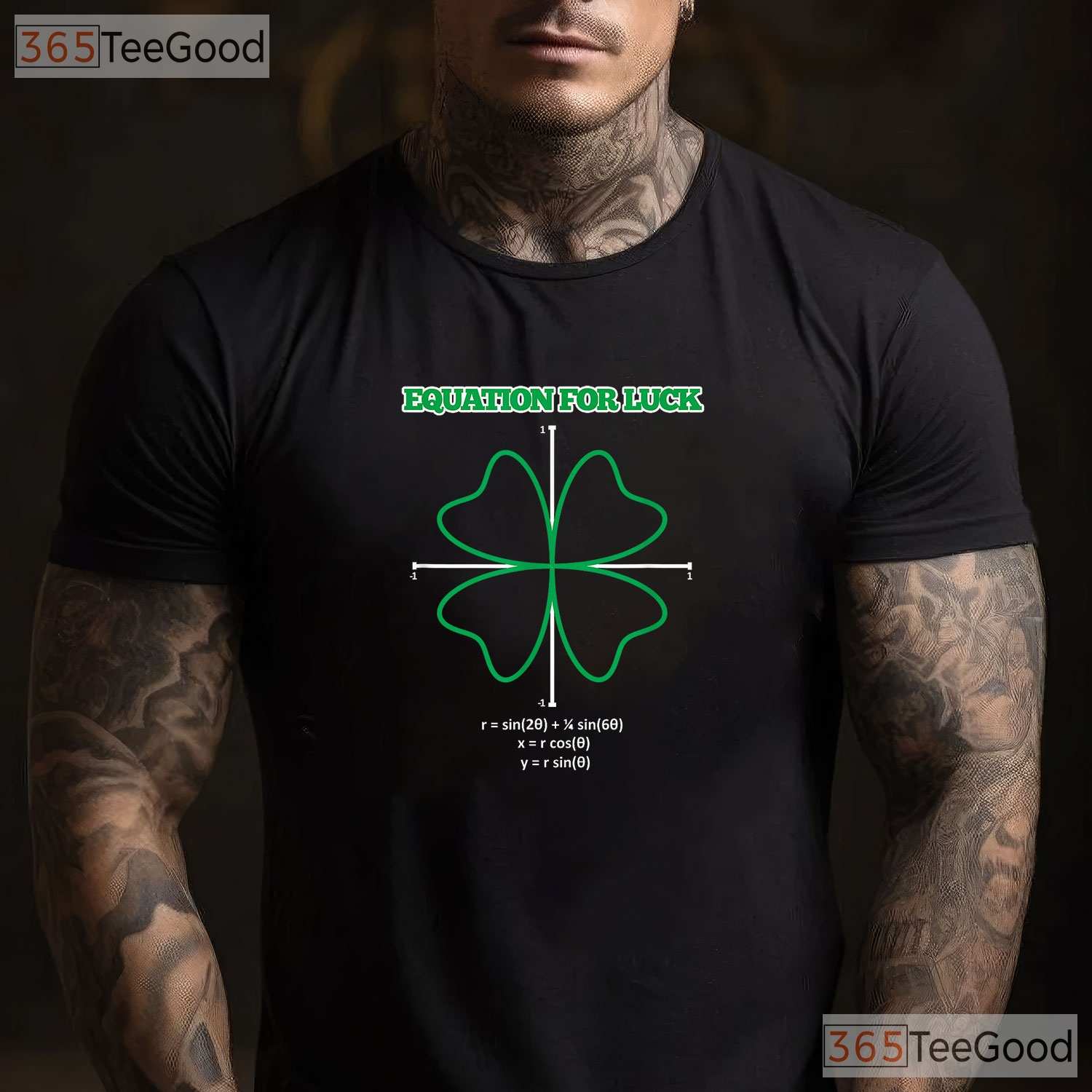 Equation For Luck St Patricks Day T-Shirt Math Teacher Clover Funny Gift