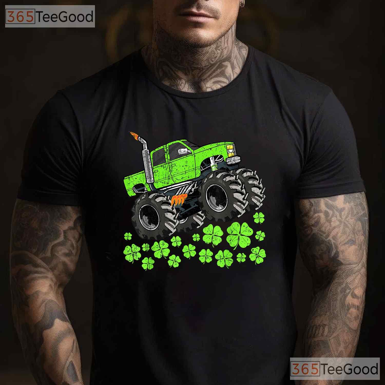 Toddler Monster Truck St Patricks Day T-Shirt Lucky Crusher Boys Kids Gift