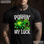 Pushing My Luck Tractor St Patricks Day T-Shirt Funny Farm Boys Toddler Tee