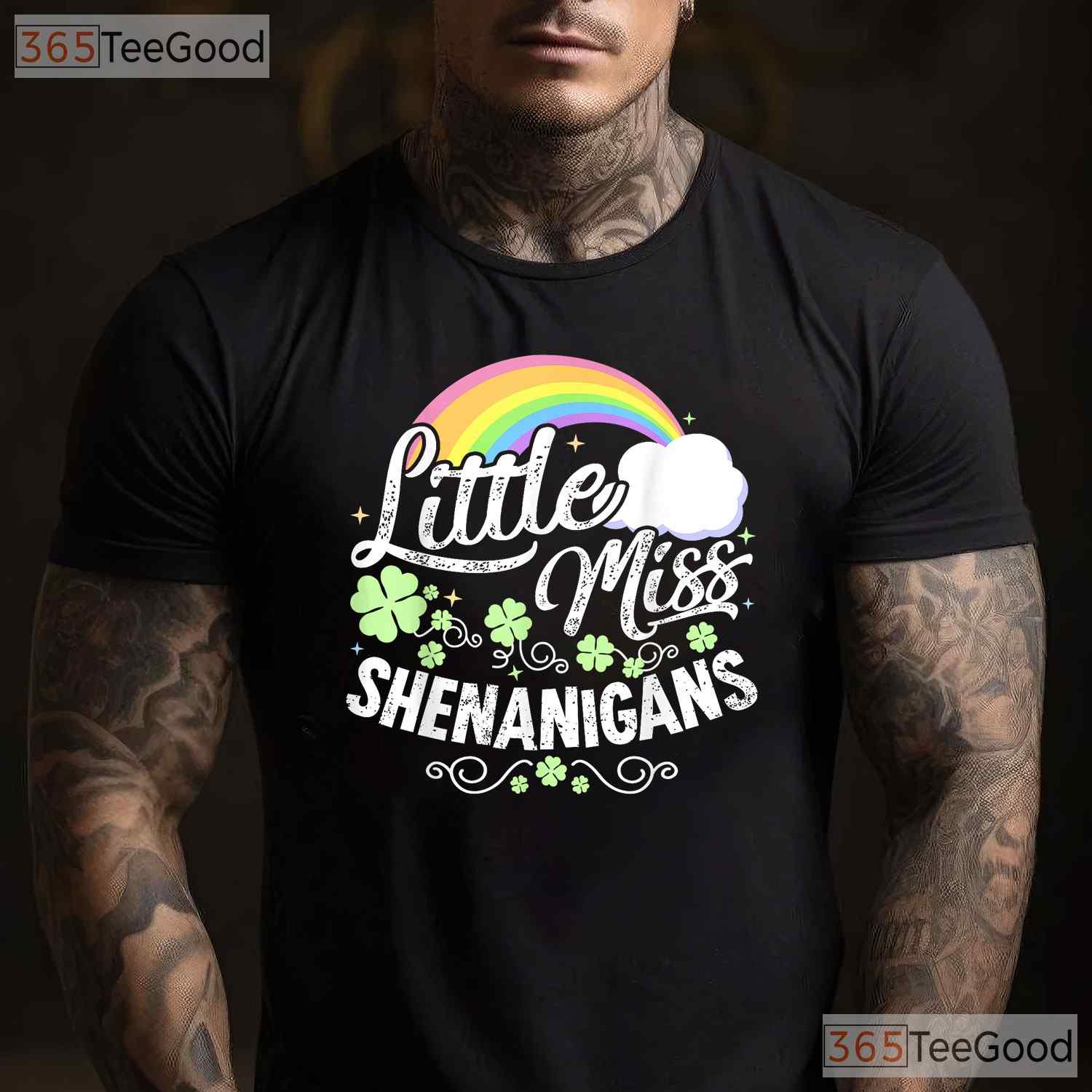 Little Miss Shenanigans St Patricks Day T-Shirt Cute Retro Toddler Girl Tee