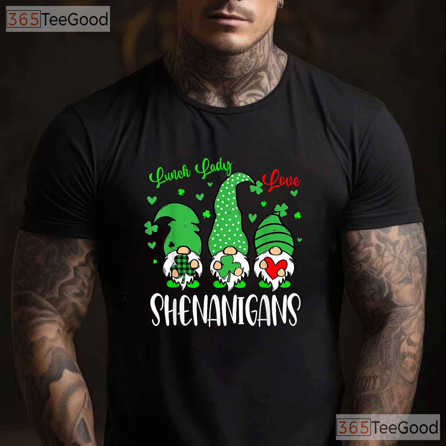 Lunch Ladies Love Shenanigans Gnome St Patricks Day T-Shirt Cafeteria Squad