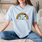 Peanuts Snoopy And Woodstock Rainbow St Patricks Day T-Shirt Cute Dog Tee