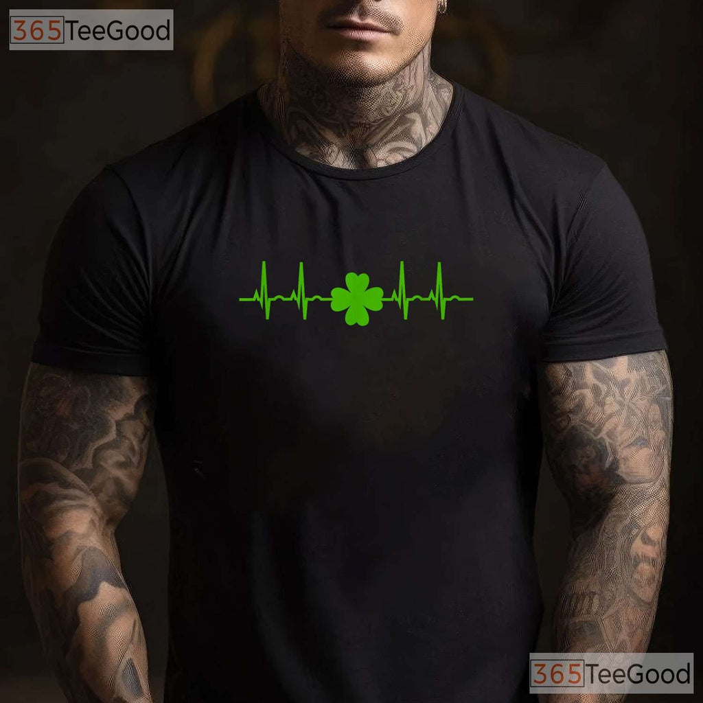 Nurse EKG Heartbeat Shamrock St Patricks Day T-Shirt RN Cardiac Medical Tee