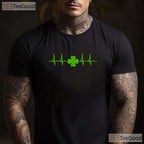 Nurse EKG Heartbeat Shamrock St Patricks Day T-Shirt RN Cardiac Medical Tee