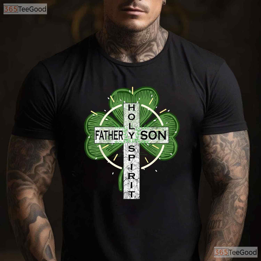Father Son Holy Spirit Shamrock St Patricks Day T-Shirt Religious Irish