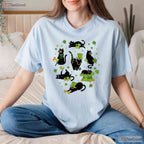 Black Cat With Shamrock St Patricks Day T-Shirt Cute Kitten Pet Lover Tee