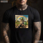 Cat Selfie With Leprechaun St Patricks Day T-Shirt Funny Photo Irish Tee