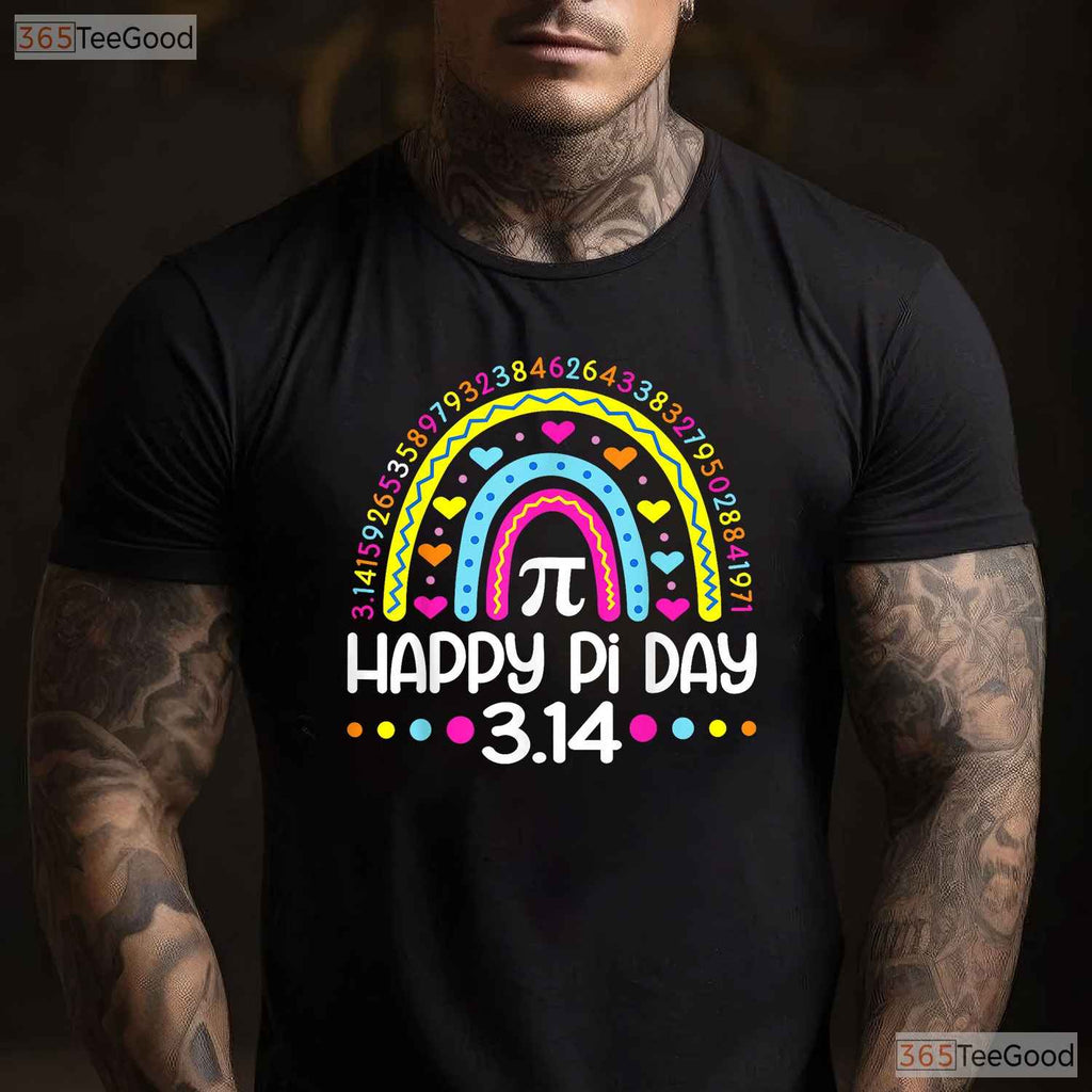 Happy Pi Day Rainbow 3 - 14 Number Math Teacher Women Girls Cute T-Shirt