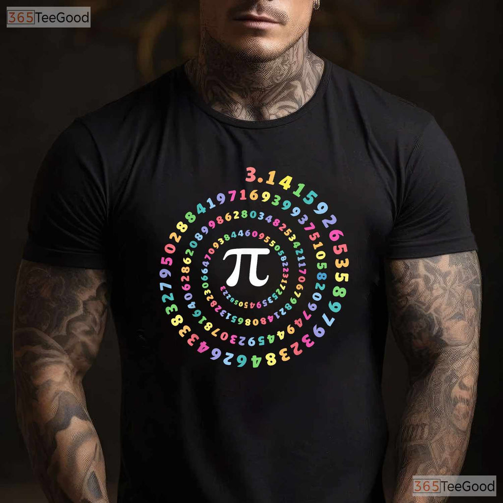 Pi Spiral Novelty Pi Day Tee T-Shirt 3 - 14 Number Math Geek Teacher Top