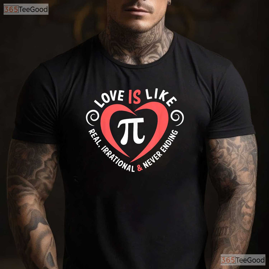 Love Is Like Pi Valentine Day Shirt Funny Math Teacher Romance Gift Tee